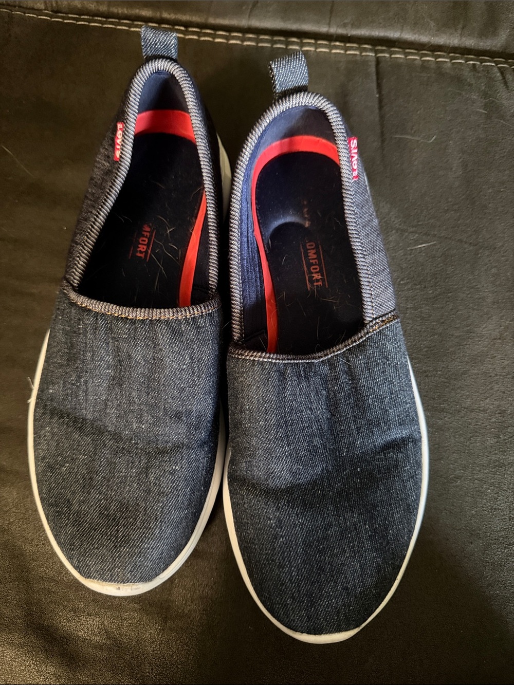 Levi's Denim Slip-On Flats with Red Accent